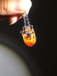 浴火之心创意个性项链吊坠炙热心脏火焰饰品纯手工生日礼物