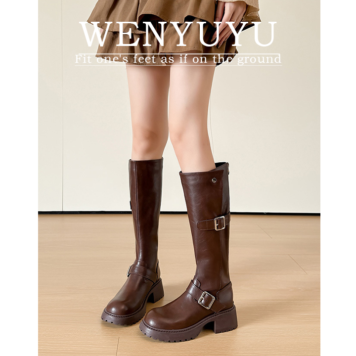 不过膝复古长筒靴女2025秋冬新款