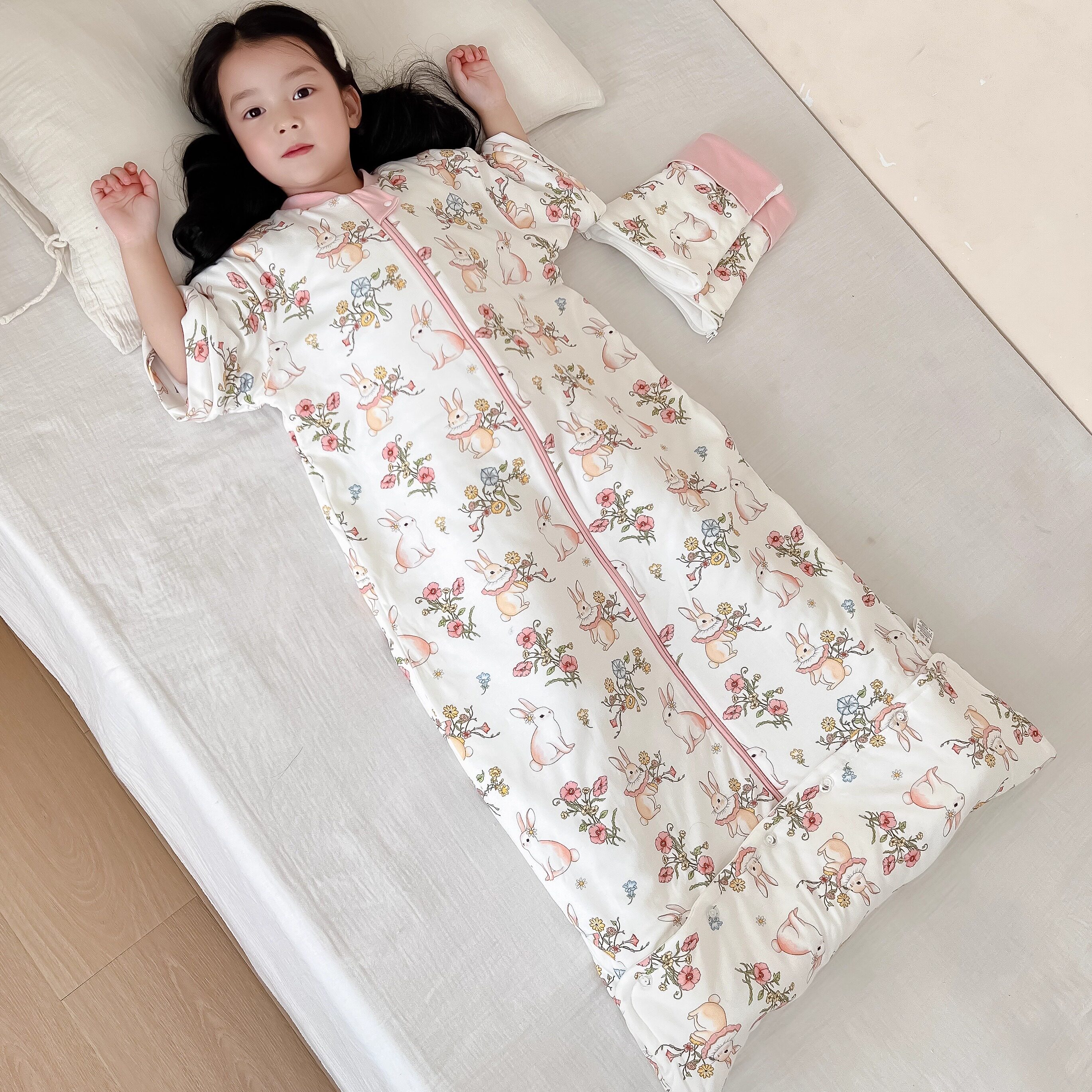 儿童睡袋春秋冬季恒温防踢被神器中大童成长型竹棉加厚防感冒睡衣