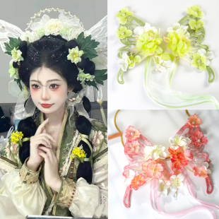 古风汉服头饰花朵绢花发夹大蝴蝶后压超仙扑棱蛾子流苏百搭配饰品