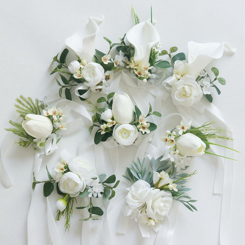 马蹄莲手腕花仿真花胸花新郎新娘伴娘手花结婚舞蹈摄影商务仿真花