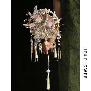 团扇新娘结婚手工喜扇古风成品新婚中式婚礼送闺蜜出嫁晨袍秀禾扇