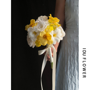 领证登记花束新娘结婚婚礼假花高级仿真郁金香玫瑰影楼拍照道具花