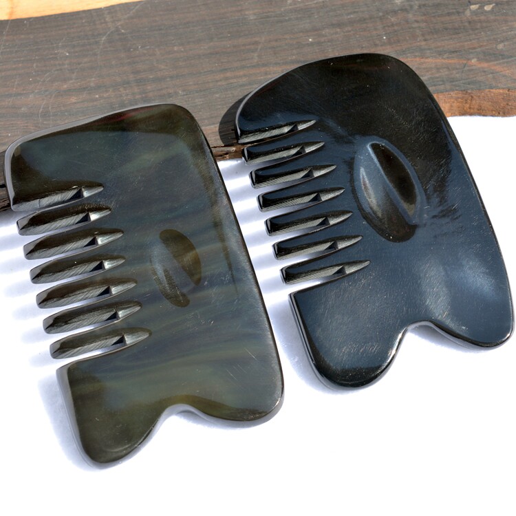 天然正品黑水牛角梳子宽齿头部头皮经络梳按摩梳板刮痧通用牛角梳