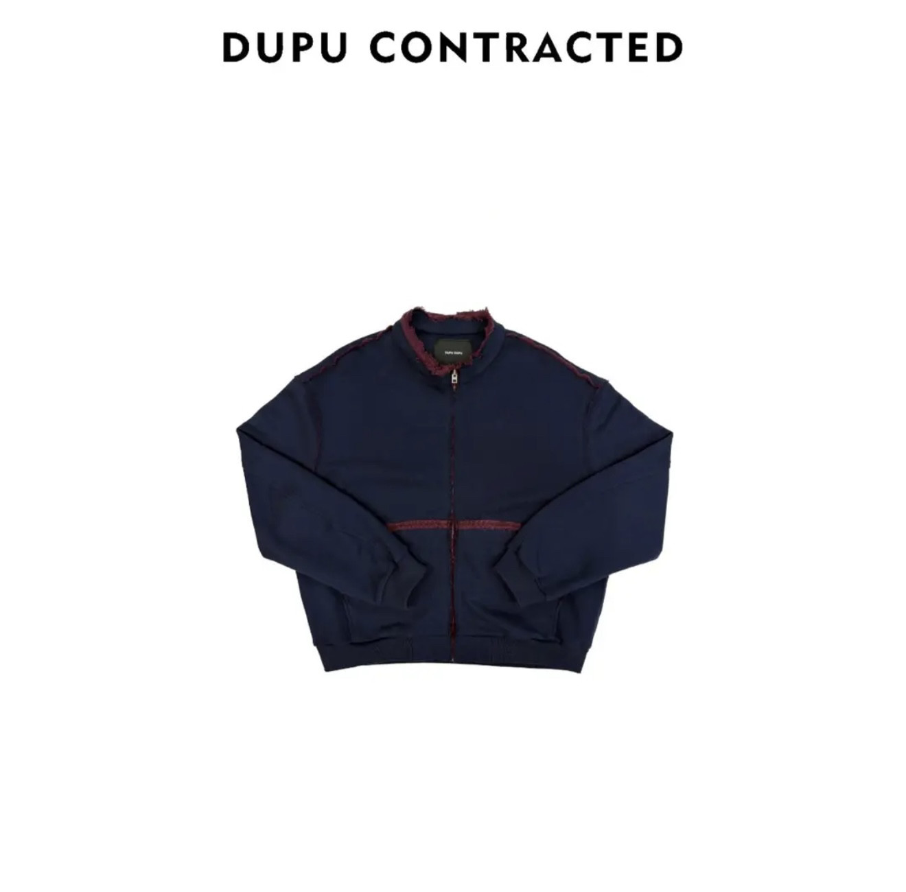 DUPU CONTRACTED 430g定制AB面撞色毛边设计小立领拉链卫衣外套