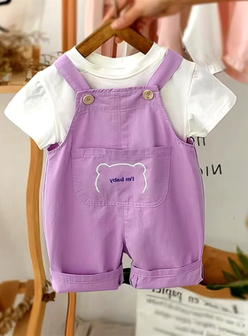 2024宝搭时尚洋新款夏季纯棉百-IIX203906CZ短裤小童男女背带