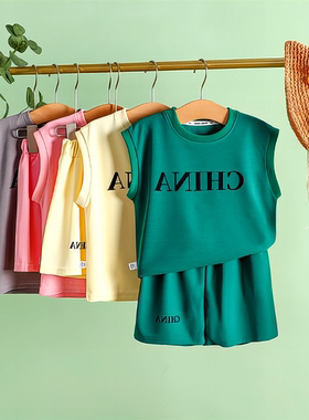 夏季透气百宝宝CZ新款-XNY小童2024套装男女无袖搭男女210044印花