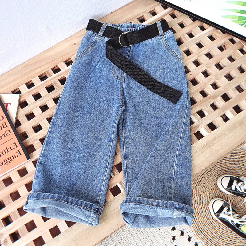 2024春秋新款女宝宝时尚长裤儿童阔腿裤女童牛仔裤宽松百搭直筒裤