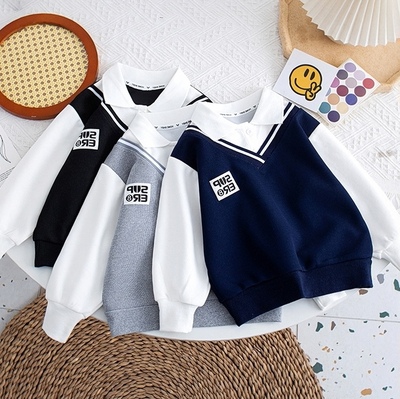 童卫衣秋装新装绅士儿童P英伦风洋气男OLO衫宝宝春秋假两件衣服