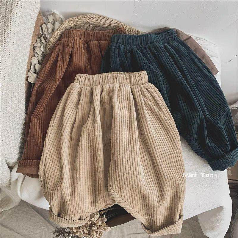 2023秋冬新款男童女宝宝加厚儿童灯芯绒长裤子粗条绒休闲萝卜裤潮