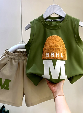 2024百CZ203916洋-IIX新款孩无袖帅男宝夏季套装时尚酷小童男女搭