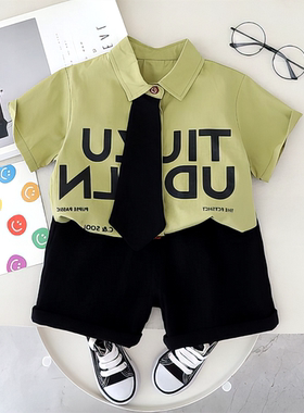 夏季2024薄小童宝-SP洋衬衫套装男女款短袖纯色新款219352OCZ