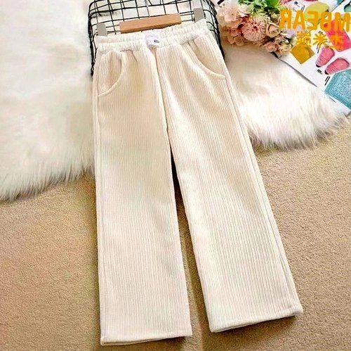 春秋款中大儿童时尚阔腿裤冬童装女童裤子季加绒雪尼尔休闲长裤潮