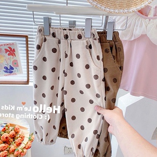 秋装2百搭洋气波点束脚韩版童1装新装女宝宝松紧圆点长裤子