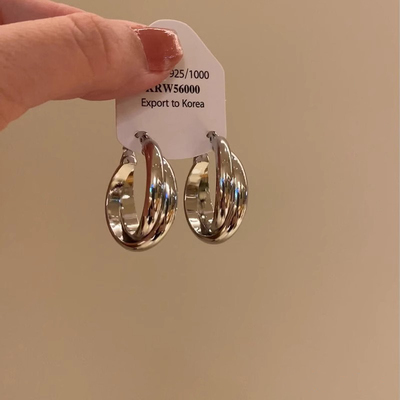 高级精致金属感交叉双环几何耳扣