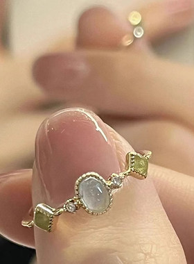 海宝蓝玉髓戒指精致小众