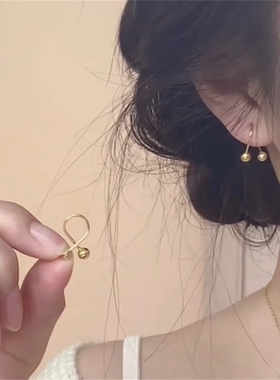 高级感交叉小金球耳钉