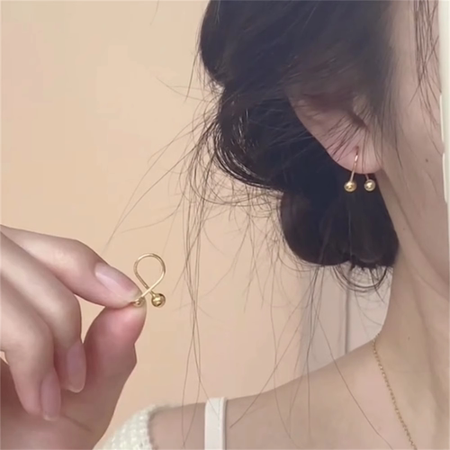 高级感交叉小金球耳钉