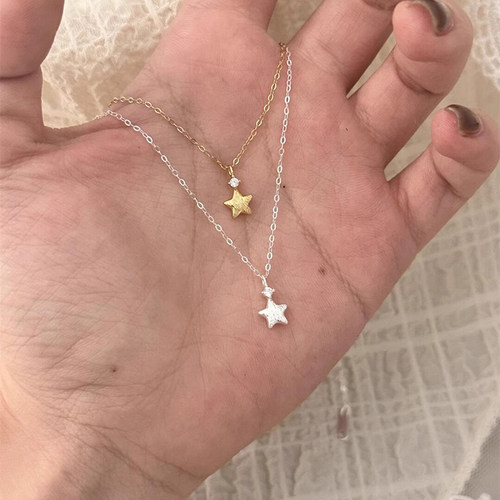 迷你拉丝星星吊坠项链