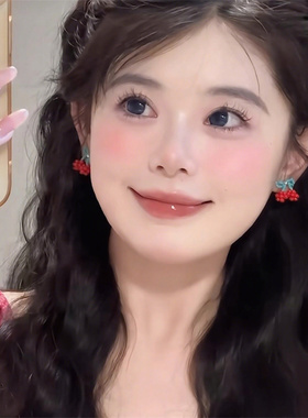 多巴胺可爱樱桃耳钉甜美