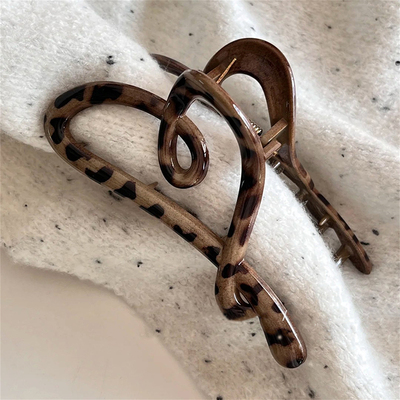 许研同款豹纹爱心抓夹