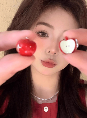 925银针青苹果耳钉可爱萌趣独特设计感森系小众个性气质清新耳环