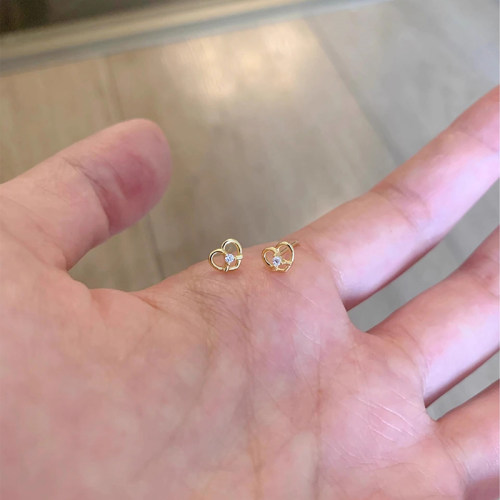 精致小巧爱心锆石耳钉