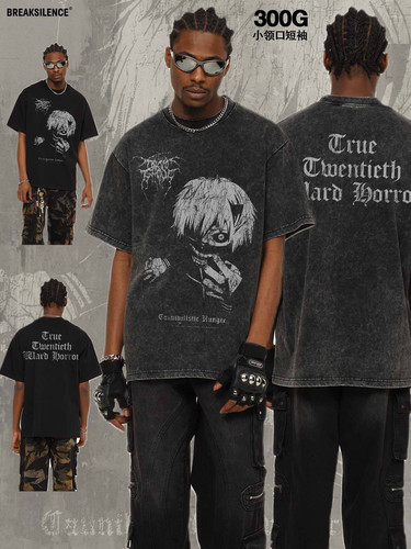 日系动漫死亡笔记DeathNote印花短袖T恤男女街头潮流宽松纯棉半袖