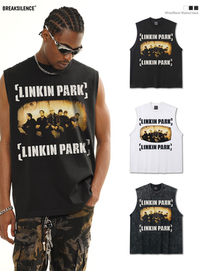 美式摇滚乐队Linkin Park坎肩背心t恤男夏季潮牌宽松纯棉无袖背心