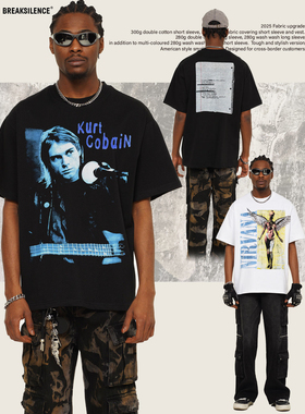 NIRVANA摇滚乐队合集短袖t恤男2025春夏新款重磅水洗做旧情侣半袖