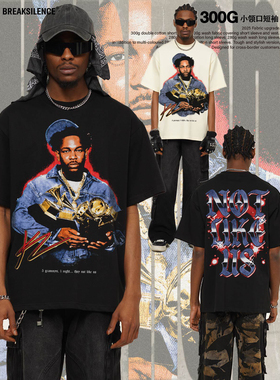美式嘻哈摇滚肯卓克Kendrick Lamar印花重磅纯棉宽松短袖T恤男女