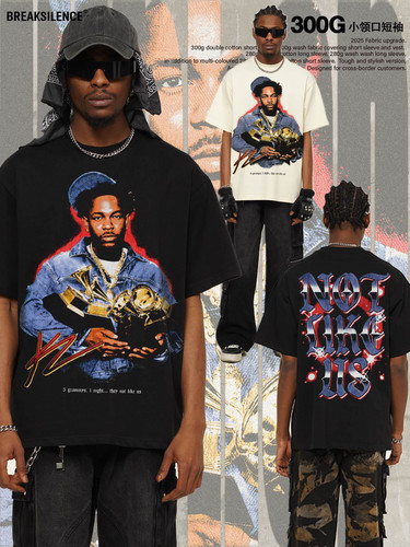 美式嘻哈摇滚肯卓克Kendrick Lamar印花重磅纯棉宽松短袖T恤男女