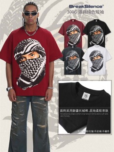 Central Cee人物数码直喷印花水洗做旧短袖T恤男女宽松纯棉小领口