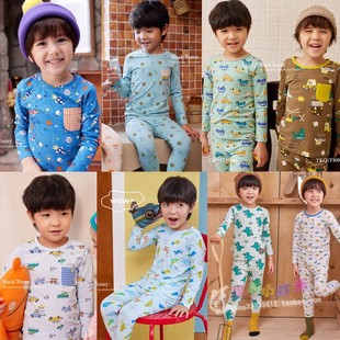 小黑托昵秋冬男孩宝贝儿童薄棉莱卡保暖内衣套装 线衣 居家秋衣秋裤