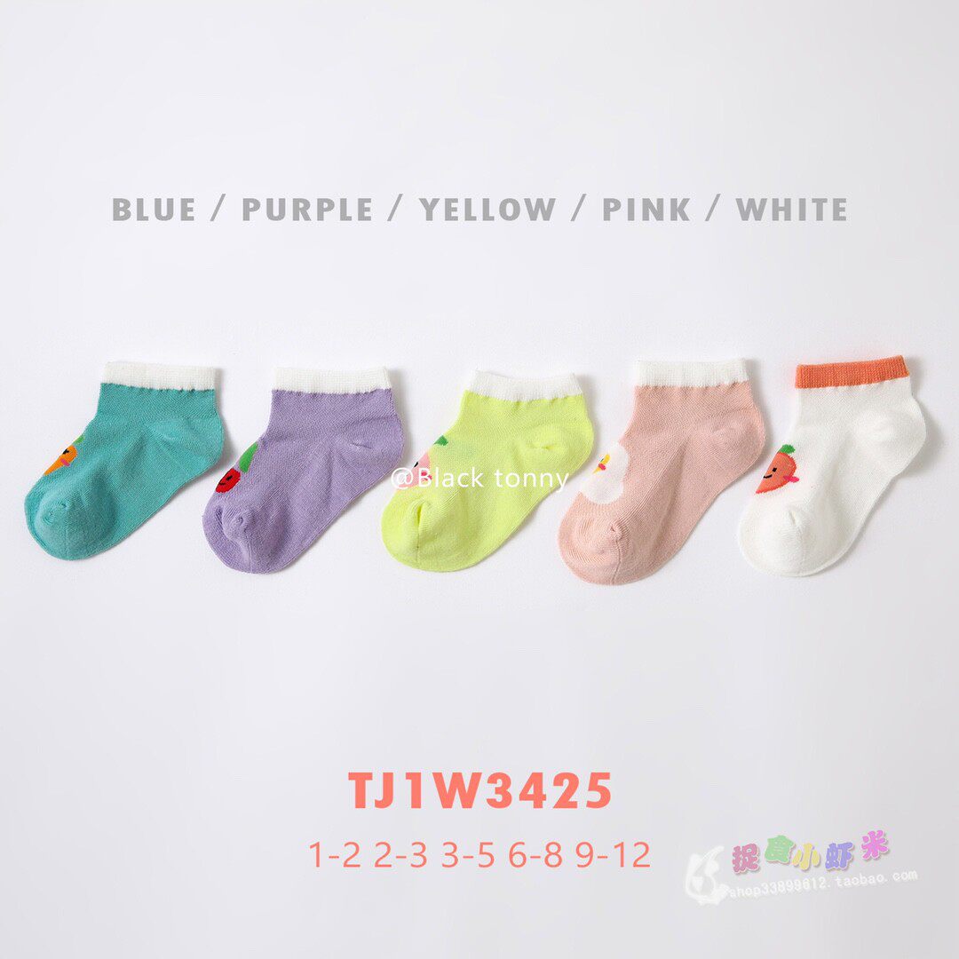 小黑托昵品牌儿童袜子女孩童可爱水果图案宝贝短袜低帮纯棉船袜