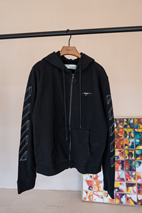 外套宽松2023年秋冬 拉链衫 OFF WHITE细线卫衣拉链卫衣基础款