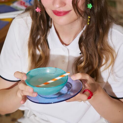 韩国正品EDING玻璃系列Checky彩色方格格子酸奶碗谷物碗小碗复古