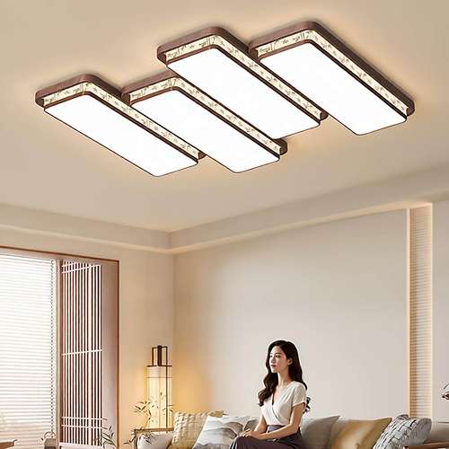 中古风实木布艺客厅吸顶灯护眼