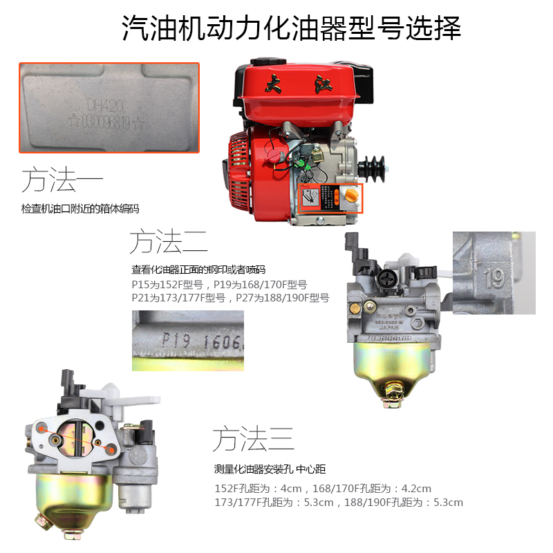 汽油机配件大全发电机水泵170发动机微耕机抹光机华益化油器总成