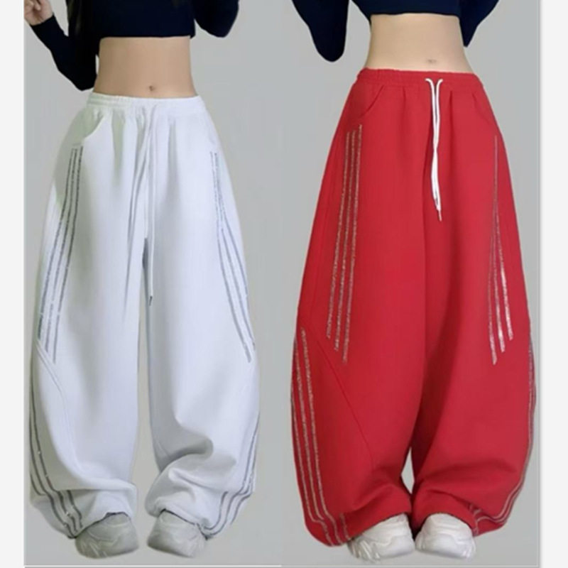 春秋新款曳舞闪钻休闲裤显瘦女长裤微弹阔腿裤爵士运动潮宽松垂感,女装/女士精品,休闲裤,淘宝优惠券,粉丝福利购,淘宝优惠卷