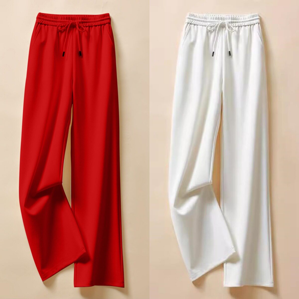 秋冬时尚纯色休闲运动跑步直筒宽松显瘦健身跳操广场舞蹈垂感卫裤