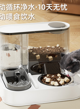 乐优派猫咪自动喂食器宠物智能进食饮水机活水静循环喂食干湿分离