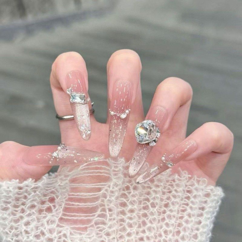 纯手工纯欲风穿戴甲细狗长款法式猫眼美甲甲片成品可重复使用