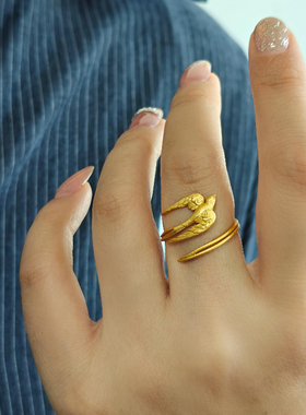 新中式微风燕子斜归燕戒指复古精致优雅古典风格气质国风百搭气质