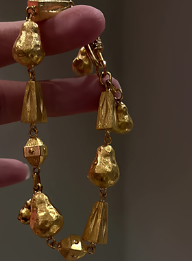 新中式复古不规则福禄葫芦18k金色手链小众设计感高级感国风手饰