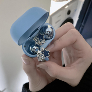 适用于freeclip2耳机钻扣蓝色星星耳夹扣小众甜美高级感耳饰配饰