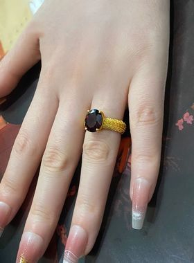 古法金色手饰首饰复古生如夏花新款女士黄金色戒指精致高级感百搭