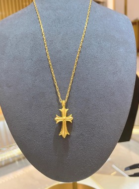 金色十字架吊坠项链女高级设计