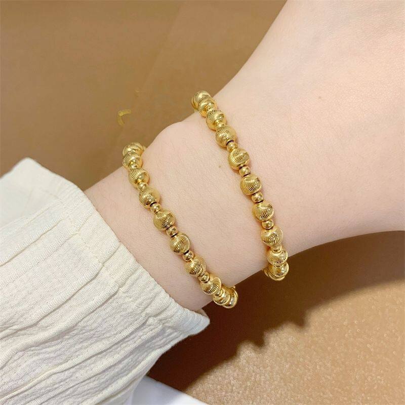 新中式猫眼圆珠手链女小众设计满钻爆闪气质金珠饰品百搭叠戴配饰