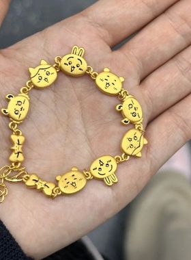 黄金色小众轻奢手链手链乌萨奇小八吉伊可爱高级闺蜜礼物设计百搭